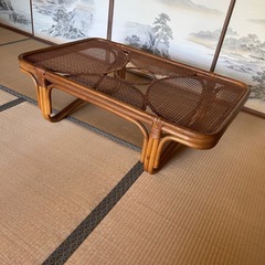 ラタン 籐 アンティークテーブルの画像
