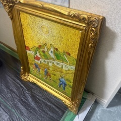 模写　額縁　フィンセント・ファン・ゴッホ　油絵　日没の麦畑の画像