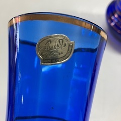 O2508-203 ボヘミアンガラス ピッチャー&グラス3個セット ※バラ売り不可 未使用品 保管時の汚れ有りの画像