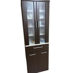 【8月中-引取限定】ニトリ食器棚　2枚扉カップボード　ブラウンの画像