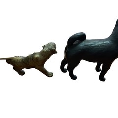 【金属製オブジェ】犬と虎の置物セットの画像