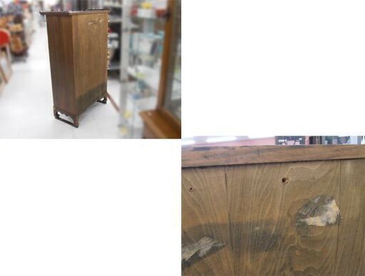 李朝風家具 キャビネット 収納棚 木製 カギ付き 小物入れ チェスト 飾り棚 幅約85.5㎝ 中古 現状品 苫小牧西店