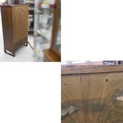 李朝風家具 キャビネット 収納棚 木製 カギ付き 小物入れ チェスト 飾り棚 幅約85.5㎝ 中古 現状品 苫小牧西店の画像