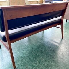 NITORI/ニトリ 2人掛けソファ 家具  ブラック ブラウン  天然木 レザー 札幌 東区の画像