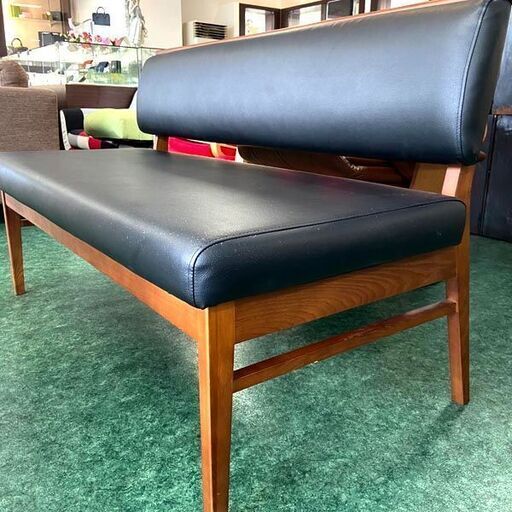 NITORI/ニトリ 2人掛けソファ 家具  ブラック ブラウン  天然木 レザー 札幌 東区