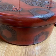 【昭和レトロ】未使用保管品/漆調の御茶櫃（おちゃびつ）直径29cmの画像