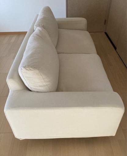 【無印良品】【美品】ソファ2.5シーター 綿太番手ソファ本体2．5シーターフェザーポケットコイル