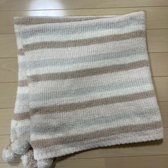 ジェラートピケ　ストライプブランケット　白×ベージュ×水色の画像