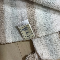 ジェラートピケ　ストライプブランケット　白×ベージュ×水色の画像
