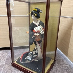 日本人形　ガラスケース付き　和服　アンティーク　日本舞踊の画像