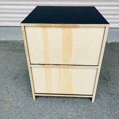 木製書庫　2段　両開き　上置き　キャビネット　書類棚　50×50×65cm の画像