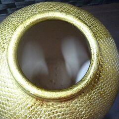 フラワーベース ZARA HOME HANDMADE 金色 鱗模様 ドライフラワー用 高さ 約27cm 置物 オブジェ ザラホーム 中古 新道東店の画像