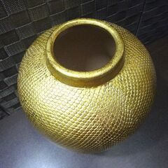 フラワーベース ZARA HOME HANDMADE 金色 鱗模様 ドライフラワー用 高さ 約27cm 置物 オブジェ ザラホーム 中古 新道東店の画像