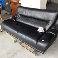 ソファ　３人掛け　レザー　革　黒　中古品の画像