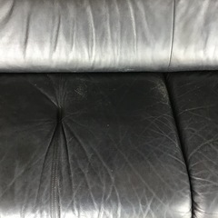 ソファ　３人掛け　レザー　革　黒　中古品の画像