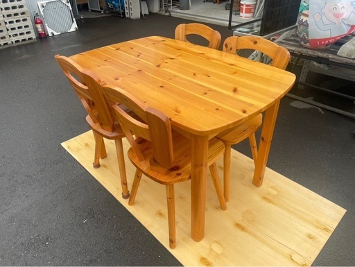 ダイニングセット　椅子4脚　W1200×D800×H750　ダイニングテーブル　ダイニングチェア　中古　③