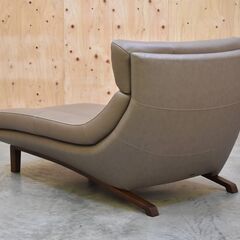 ≪yt1996ジ≫ karimoku/カリモク家具 1人掛けカウチソファ 左肘シェーズロング ZU46モデル ZU4649K448 本革/合皮 中古家具/宮城県仙台市 70801-03の画像