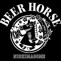 ビール馬のんべぇくん・西馬込Ver. Tシャツ (白ホワイトロゴ)の画像