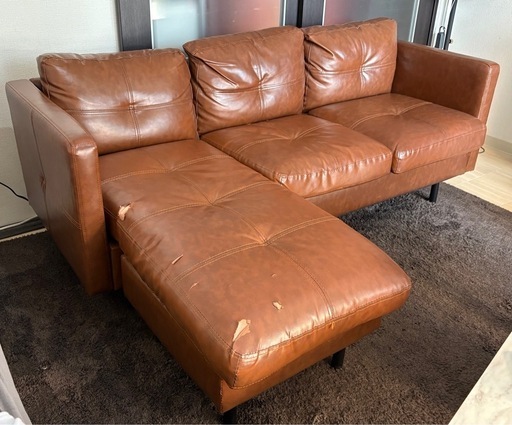 値下げしました！】3人掛け ソファ ブラウン 25,000円