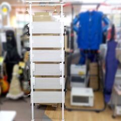 突っ張りラック カエサル ニトリ 幅60×奥行6×高さ200~260cm 木目調×ホワイトウォッシュ 西岡店 の画像