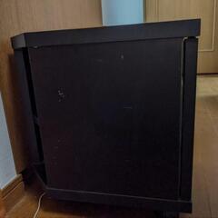 【キャスター付】テレビ台   TVボード  黒 ガラス扉 の画像