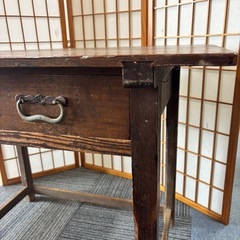 木製作業机 引き出し2つ付き アンティーク テーブル デスク 昭和レトロの画像