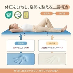 【新品未使用】マットレス シングル 三つ折り 高反発 + 低反発 二層式 両面使える 収納袋の画像