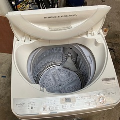 O2508-211 シャープ 全自動電気洗濯機 ES-GE6C-W 2019年製 動作確認済み 容量6kg キズ汚れ有りの画像