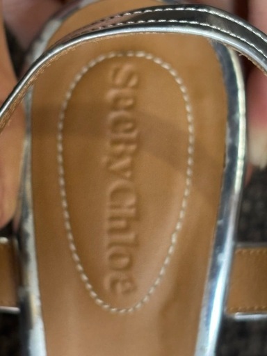 see by Chloe シーバイクロエ メタリックシルバー　ミュール　パンプス　#37 23.5cm サンダル