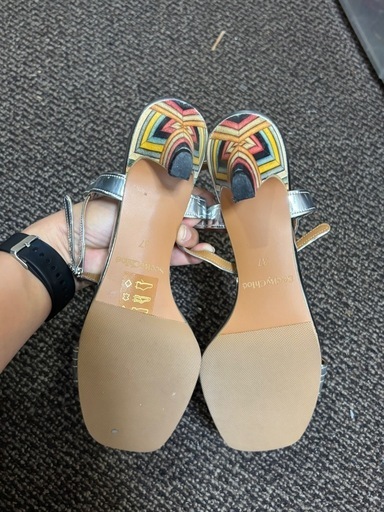 see by Chloe シーバイクロエ メタリックシルバー　ミュール　パンプス　#37 23.5cm サンダル