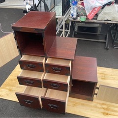 階段箪笥　右下がり タンス　和　家具　古民家　アンティーク調 ビンテージ　レトロ　飾り棚　飾り箪笥　収納　右下がり　3段　中古　③の画像