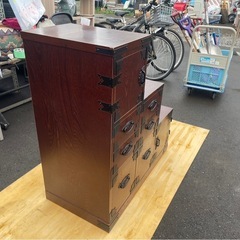 階段箪笥　右下がり タンス　和　家具　古民家　アンティーク調 ビンテージ　レトロ　飾り棚　飾り箪笥　収納　右下がり　3段　中古　③の画像