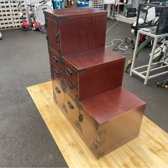 階段箪笥　右下がり タンス　和　家具　古民家　アンティーク調 ビンテージ　レトロ　飾り棚　飾り箪笥　収納　右下がり　3段　中古　③の画像