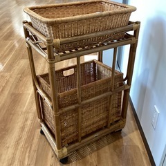 ランドリーバスケットラタン（KAZAMA）【町田市再生家具】251363の画像