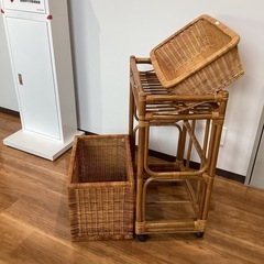 ランドリーバスケットラタン（KAZAMA）【町田市再生家具】251363の画像