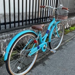 ＜動作美品＞女の子用・24インチ・ジュニア自転車  LEDオートライト・変速なし 鍵付きの画像