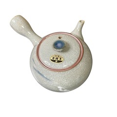 ● 有田焼　伊万里焼　杏土窯　青色 陶器製 急須と湯呑5個セット 木製収納ケース付き　鷺図柄の画像