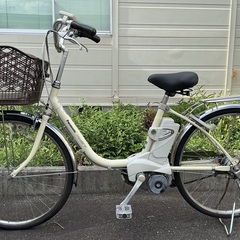 ＜動作美品＞パナソニック・リチウム・ビビSS 24インチ・電動アシスト自転車・内装3段変速 アイボリーの画像