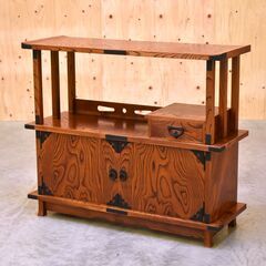 ≪yt1997ジ≫ 民芸家具 置床 あられ金具 3尺5寸巾 岩屋...