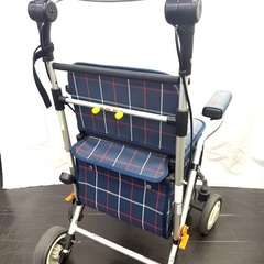 大28 幸和製作所 シルバーカー TacaoF 歩行器 歩行車 ブレーキ付き 座面＆ポケット付き チェック ネイビーの画像