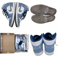 186001 現状品 NIKE ナイキ スニーカー Air Jordan 1 Mid SE DN3706-401  25 フレンチブルー/ファイアレッド ホワイト メンズ [241212HM060120]の画像