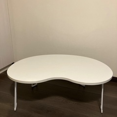 ローテーブル　座卓　ビーンズテーブル　折り畳み式　ホワイトテーブル　美品の画像
