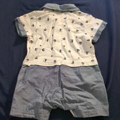 Birthday　バースデー　1回着用　マリン柄　ロンパース　80サイズ　男の子　ベビー服の画像