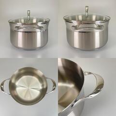未使用品 Barazzoni バラゾーニ 両手鍋 シルバー IH対 マイレディ シチューポット（蓋付）【中古】【送料無料】の画像
