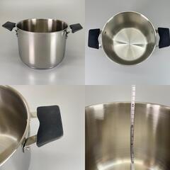 未使用品 Barazzoni バラゾーニ 33-CARATI INOX 170101020 両手鍋 ステンレス/シリコン シルバー ストックポット IH対応【中古】【送料無料】の画像