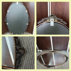 八5977【Broad Mirror】ブロードミラー　クラシック　ヴィンテージ　壁掛け鏡　ウォールミラー　外形寸法　縦1030㎜ 横730㎜の画像