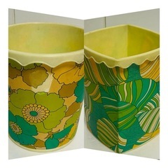 レトロポップ 花柄 プラスチック ごみ箱 5セットの画像