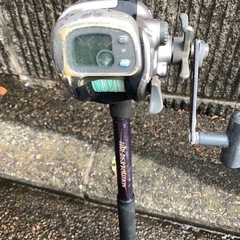 古い釣竿とリールの画像