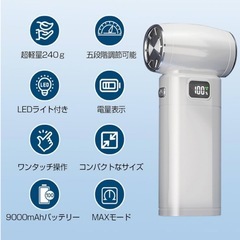 エアダスター新品未使用  電動 130000RPM 8000mAh 5段階風量 軽量 強力の画像