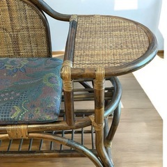 稀少❣️極美品✨籐 ラタン テーブル付きチェア レトロ家具